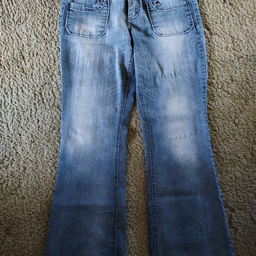lei Blue Flare Wide Leg Jeans Vintage Wash